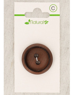 Karte mit 1 Knopf aus dunklem Holz 28 mm 2 Löcher - Rund