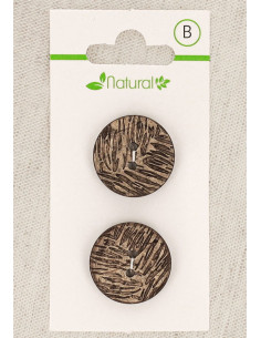 Karte mit 2 Knöpfen aus natürlichem Holz 20 mm 2 Löcher - Laub