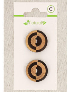 Karte mit 2 zweifarbigen Holzknöpfen 20 mm 2 Löcher - Fantasie