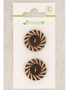 Karte mit 2 zweifarbigen Holzknöpfen 20 mm 2 Löcher - Fantasie