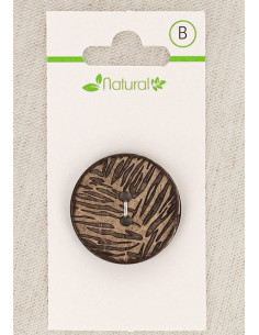 Karte mit 1 Knopf aus natürlichem Holz 28 mm 2 Löcher - Laub
