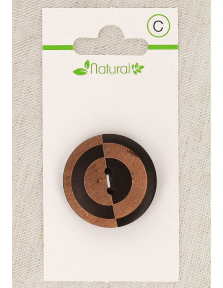 Karte mit 1 zweifarbigen Holzknopf 28 mm 2 Löcher - Fantasie