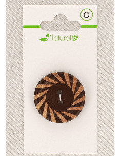 Karte mit 1 zweifarbigen Holzknopf 28 mm 2 Löcher - Rund
