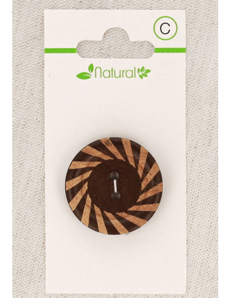Karte mit 1 zweifarbigen Holzknopf 28 mm 2 Löcher - Rund