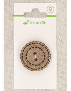 Karte mit 1 Knopf aus natürlichem Holz 28 mm 2 Löcher - Gepunktete Kreise