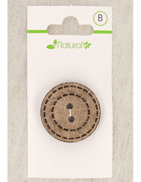 Karte mit 1 Knopf aus natürlichem Holz 28 mm 2 Löcher - Gepunktete Kreise