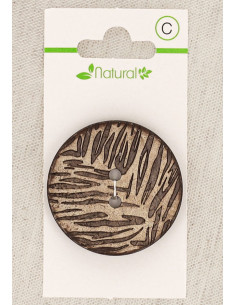 Karte mit 1 Knopf aus natürlichem Holz 38 mm 2 Löcher - Laub