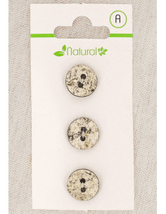 Karte mit 3 Knöpfen in Ecru und Mastic 13 mm 2 Löcher - Marmoriert