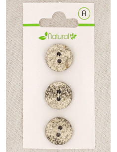 Karte mit 3 Knöpfen in Ecru und Mastic 15 mm 2 Löcher - Marmoriert