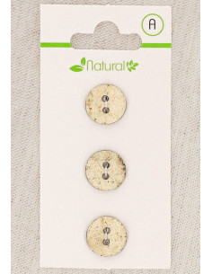 Karte mit 3 Knöpfen in Ecru und Beige, 13 mm, 2 Löcher - Marmoriert