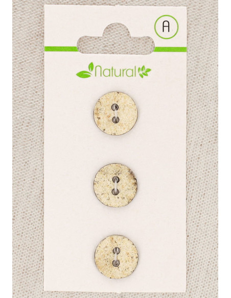 Karte mit 3 Knöpfen in Ecru und Beige, 13 mm, 2 Löcher - Marmoriert