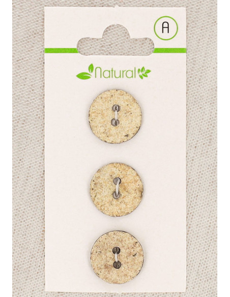 Karte mit 3 Knöpfen in Ecru und Beige, 15 mm, 2 Löcher - Marmoriert
