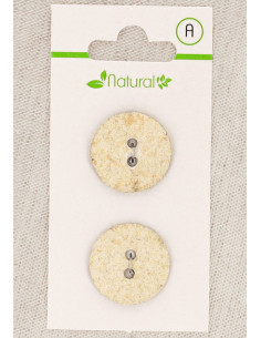 Karte mit 2 Knöpfen in Ecru und Beige 20 mm 2 Löcher - Marmoriert