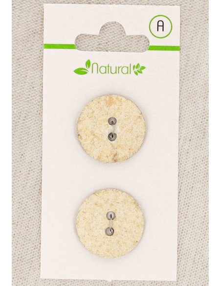 Karte mit 2 Knöpfen in Ecru und Beige 20 mm 2 Löcher - Marmoriert