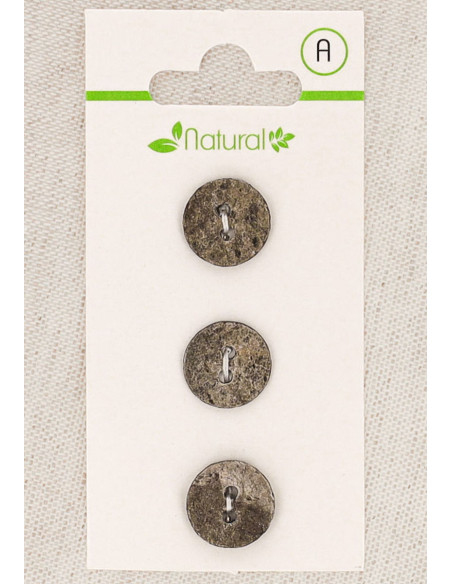 Karte mit 3 taupefarbenen Knöpfen, 13 mm, 2 Löcher - Texturiert