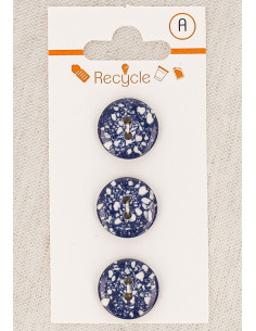 Karte mit 3 Jeansblau-Knöpfen 15 mm 2 Löcher - Terrazzo
