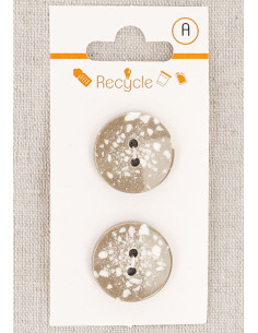 Karte mit 2 taupefarbenen Knöpfen 20 mm 2 Löcher - Terrazzo