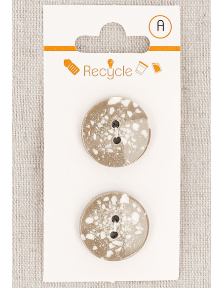 Karte mit 2 taupefarbenen Knöpfen 20 mm 2 Löcher - Terrazzo