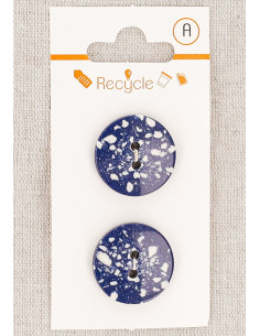 Karte mit 2 Jeansblau-Knöpfen 20 mm 2 Löcher - Terrazzo
