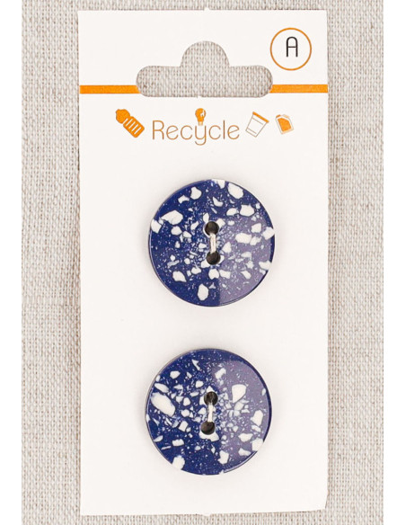 Karte mit 2 Jeansblau-Knöpfen 20 mm 2 Löcher - Terrazzo