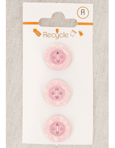 Karte mit 3 rosa Knöpfen 15 mm 4 Löcher - Gerollter Rand Terrazzo