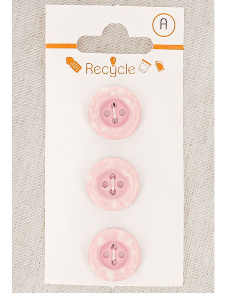 Karte mit 3 rosa Knöpfen 15 mm 4 Löcher - Gerollter Rand Terrazzo