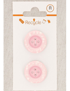 Karte mit 2 rosa Knöpfen 20 mm 4 Löcher - Gerollter Rand Terrazzo