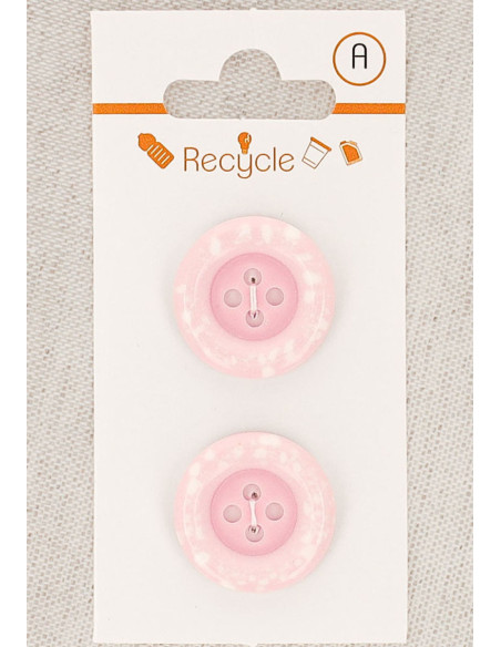 Karte mit 2 rosa Knöpfen 20 mm 4 Löcher - Gerollter Rand Terrazzo