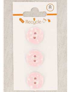 Karte mit 3 rosa Knöpfen 15 mm 2 Löcher - Terrazzo