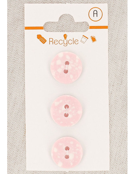 Karte mit 3 rosa Knöpfen 15 mm 2 Löcher - Terrazzo