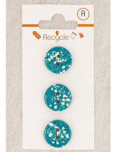 Karte mit 3 türkisfarbenen Knöpfen, 15 mm, 2 Löcher - Terrazzo
