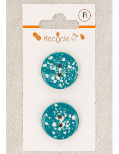 Karte mit 2 türkisfarbenen Knöpfen 20 mm 2 Löcher - Terrazzo