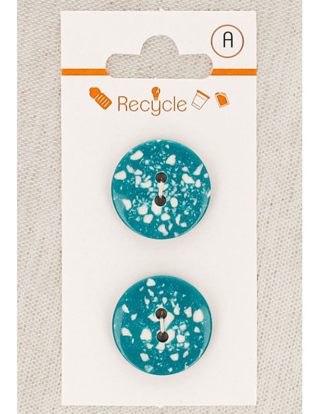 Karte mit 2 türkisfarbenen Knöpfen 20 mm 2 Löcher - Terrazzo