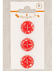 Karte mit 3 roten Knöpfen 15 mm 4 Löcher - Gerollter Rand Terrazzo