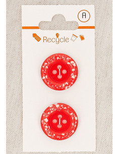 Karte mit 2 roten Knöpfen 20 mm 4 Löcher - Gerollter Rand Terrazzo