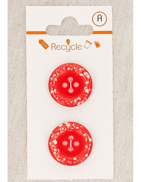 Karte mit 2 roten Knöpfen 20 mm 4 Löcher - Gerollter Rand Terrazzo