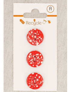 Karte mit 3 roten Knöpfen 15 mm 2 Löcher - Terrazzo