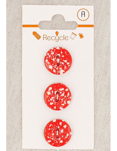 Karte mit 3 roten Knöpfen 15 mm 2 Löcher - Terrazzo