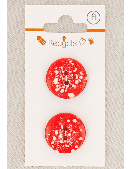 Karte mit 2 roten Knöpfen 20 mm 2 Löcher - Terrazzo