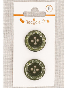 Karte mit 2 khakifarbenen Knöpfen, 20 mm, 4 Löcher - Gerollter Rand Terrazzo