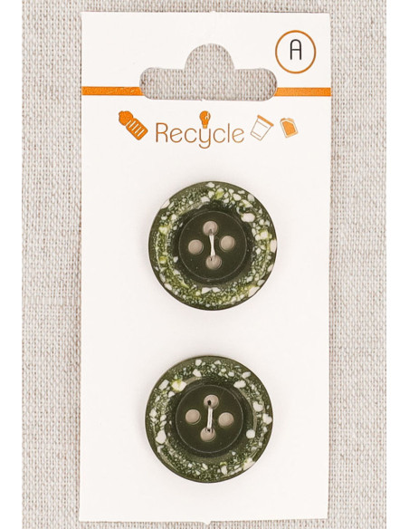 Karte mit 2 khakifarbenen Knöpfen, 20 mm, 4 Löcher - Gerollter Rand Terrazzo