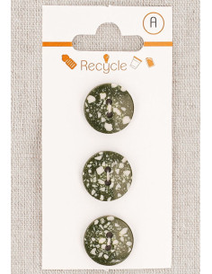 Karte mit 3 khakifarbenen Knöpfen, 15 mm, 2 Löcher - Terrazzo
