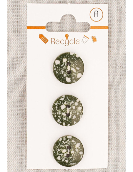 Karte mit 3 khakifarbenen Knöpfen, 15 mm, 2 Löcher - Terrazzo