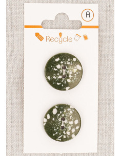 Karte mit 2 khakifarbenen Knöpfen, 20 mm, 2 Löcher - Terrazzo