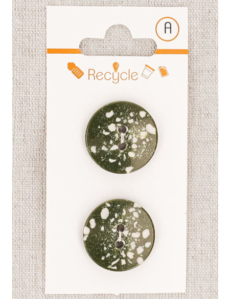 Karte mit 2 khakifarbenen Knöpfen, 20 mm, 2 Löcher - Terrazzo