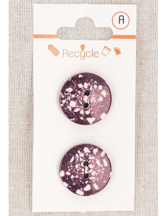 Karte mit 2 violetten Knöpfen, 20 mm, 2 Löcher - Terrazzo