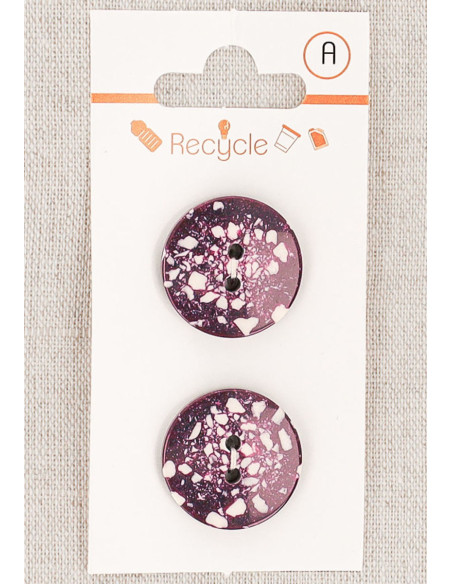 Karte mit 2 violetten Knöpfen, 20 mm, 2 Löcher - Terrazzo