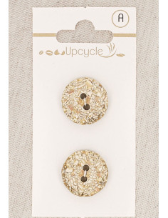 Karte mit 2 beige gesprenkelten Knöpfen, 18 mm, 2 Löcher