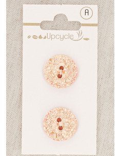 Karte mit 2 rosa Knöpfen, 18 mm, 2 Löcher - Gesprenkelt