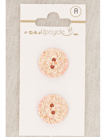 Karte mit 2 rosa Knöpfen, 18 mm, 2 Löcher - Gesprenkelt